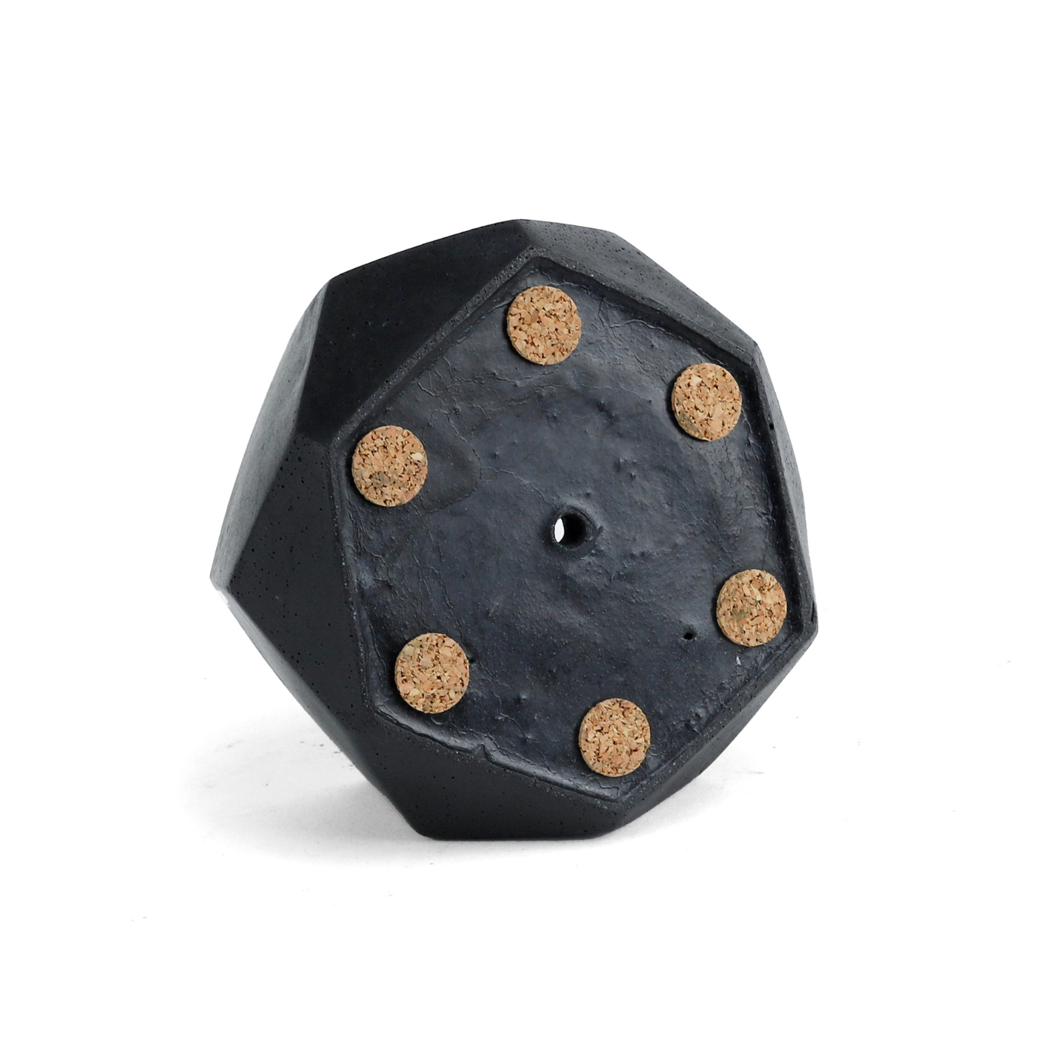 Cement 'Hexagon' Round Planter | Black