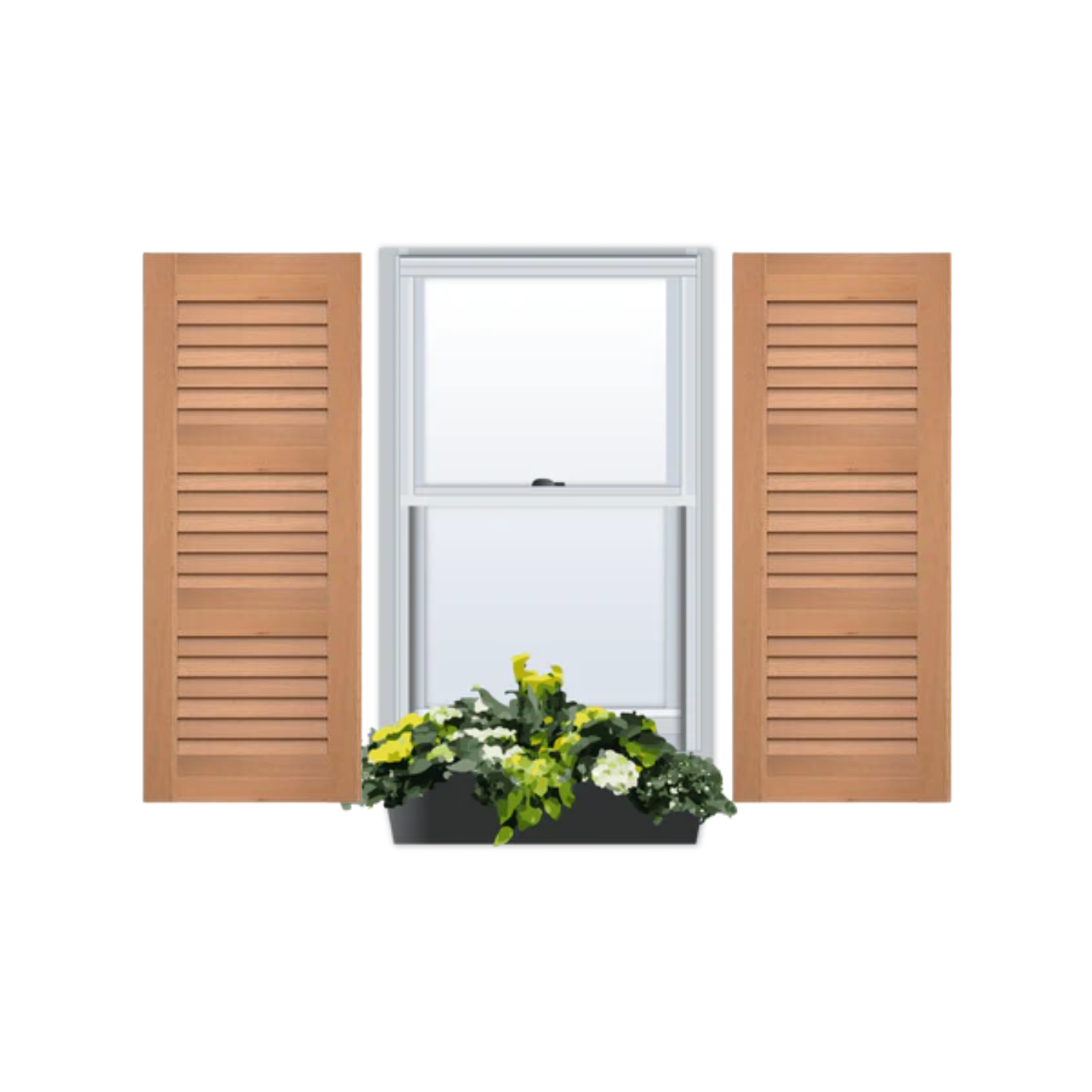 Primed Solid Wood Louver/Louver Exterior outlet Shutters (Pair) 14x39