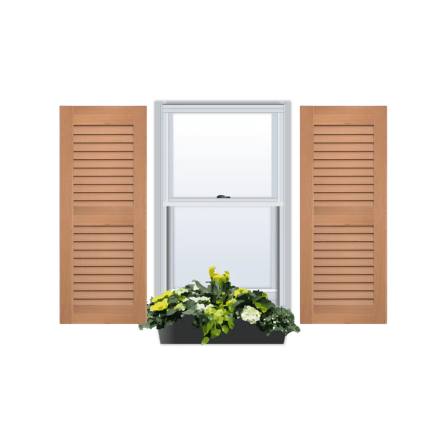 Cedar | Louvered Exterior Shutters | Two Equal Sections | 1 Pair