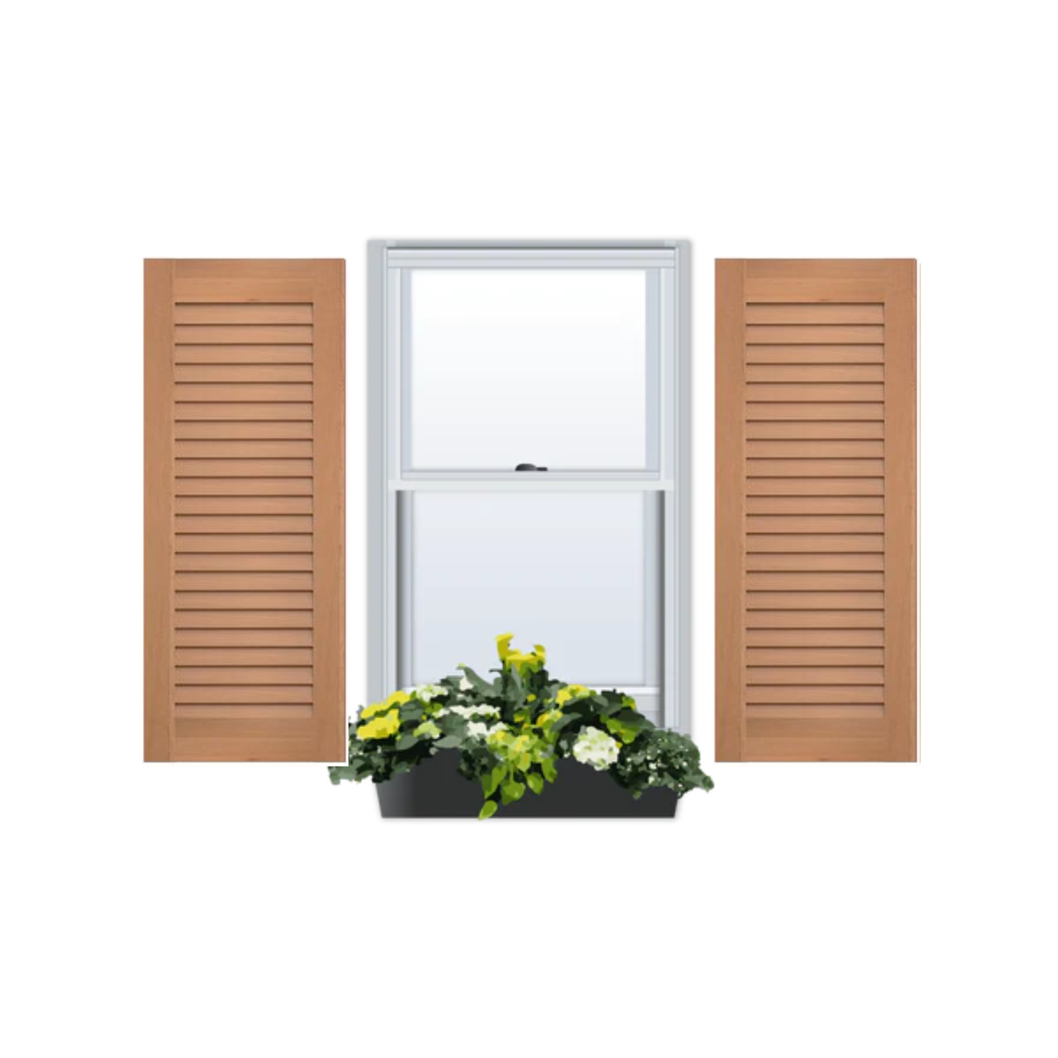 Cedar | Louvered Exterior Shutters | No Mid Rail | 1 Pair