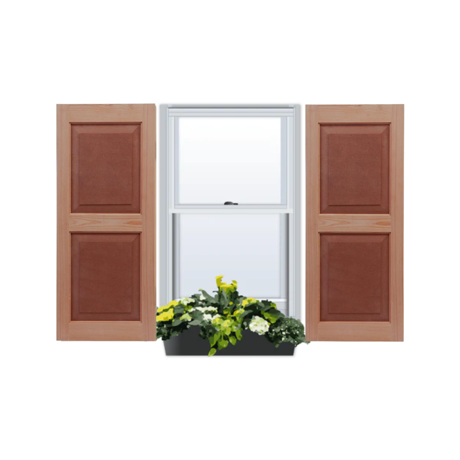 Cedar | Raised Panel with Composite Panel Exterior Shutters | Two Equal Sections | 1 Pair