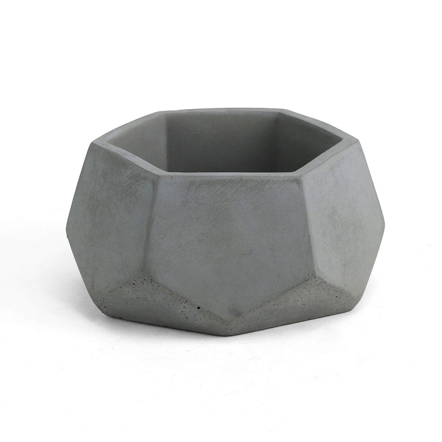 Cement 'Hexagon' Round Planter | Natural Finish
