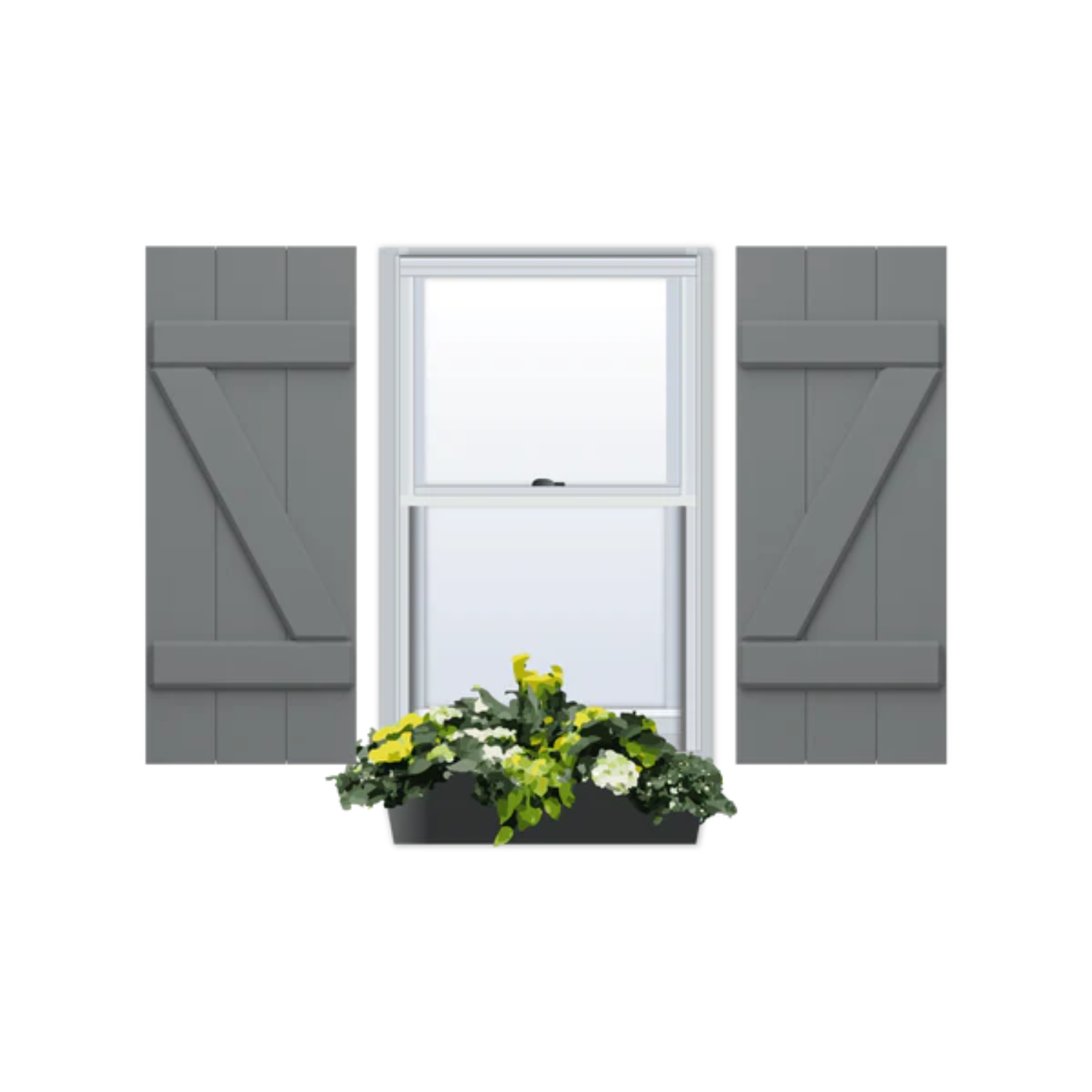 PVC | Joined Board and Batten with Z Bar Exterior Shutters | 3 Boards | 1 Pair