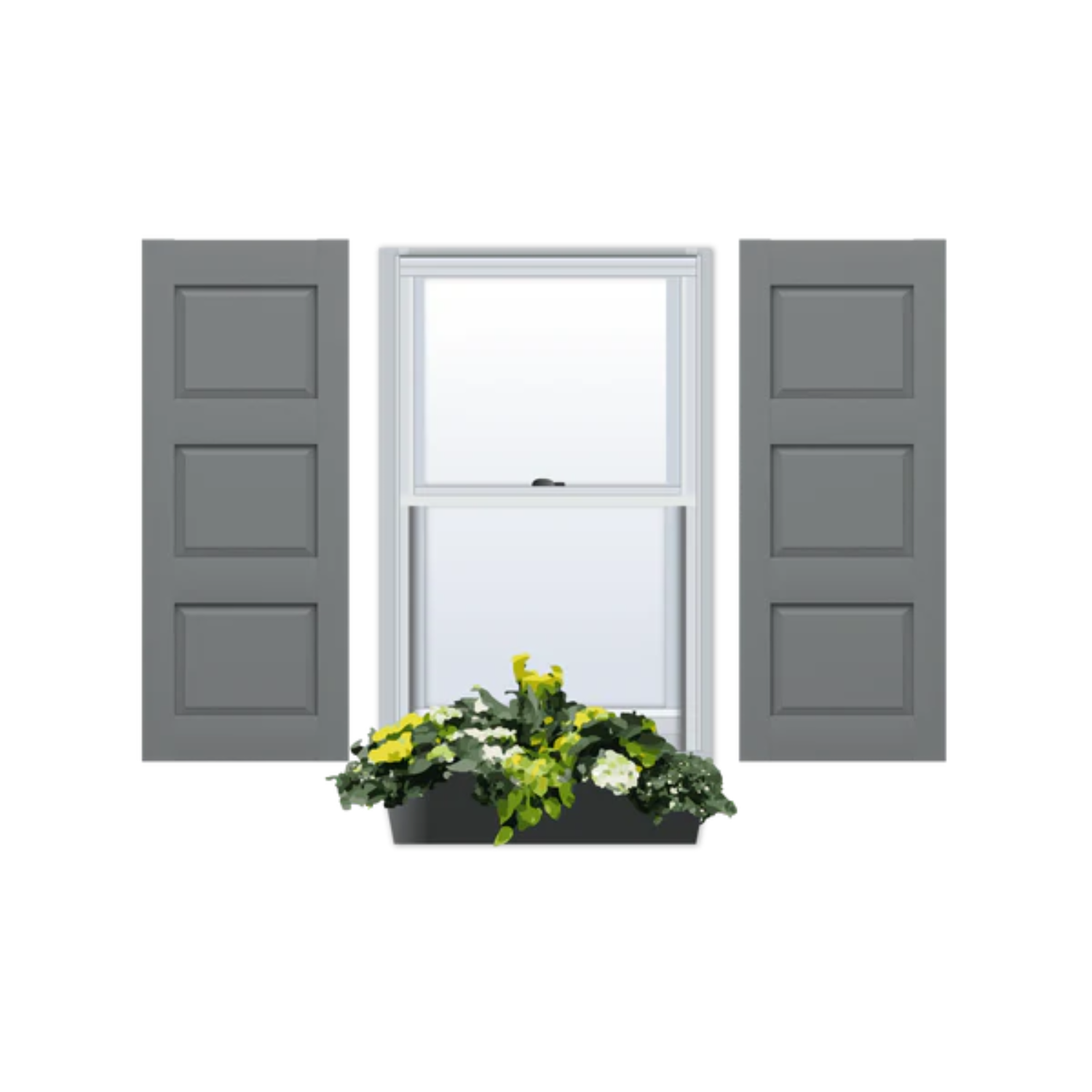 Composite | Raised Panel Exterior Shutters | Three Equal Sections | 1 Pair