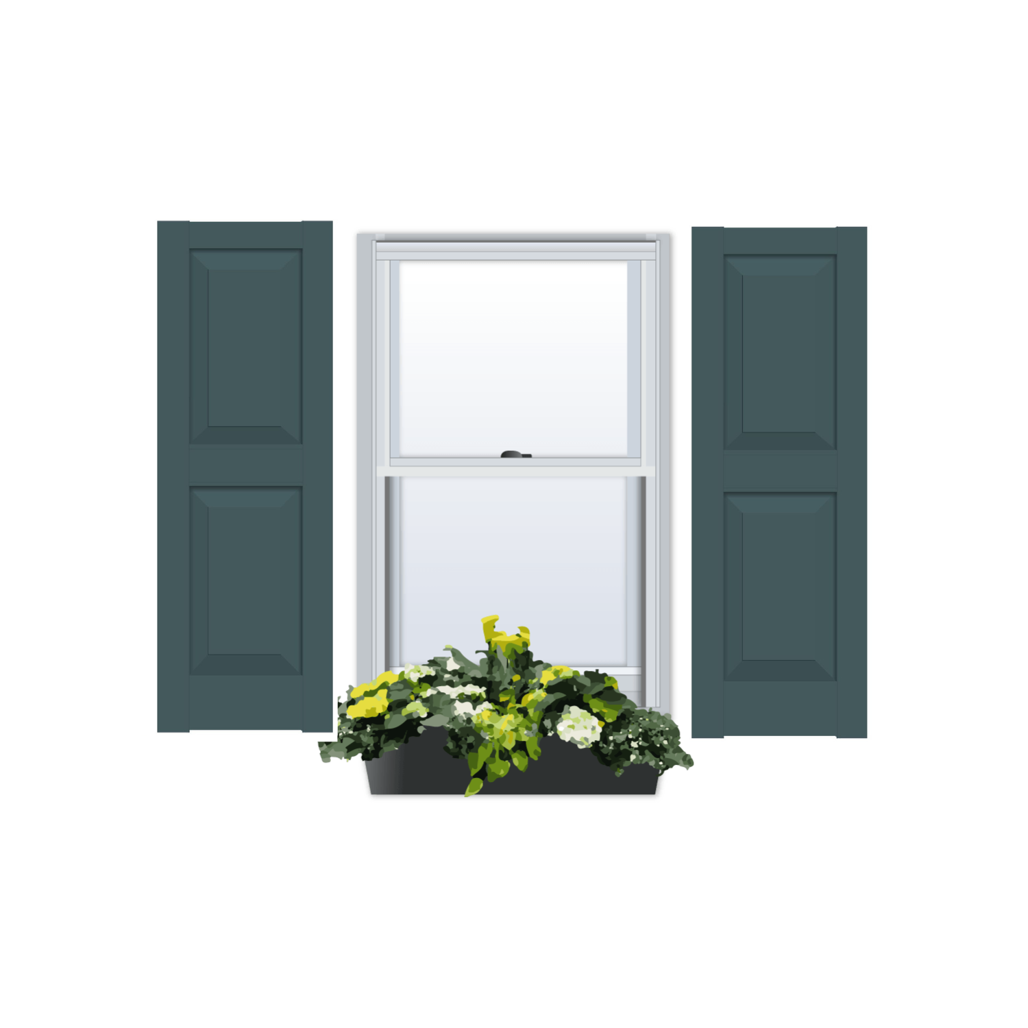 Composite | Raised Panel Exterior Shutters | Two Equal Sections | 1 Pair