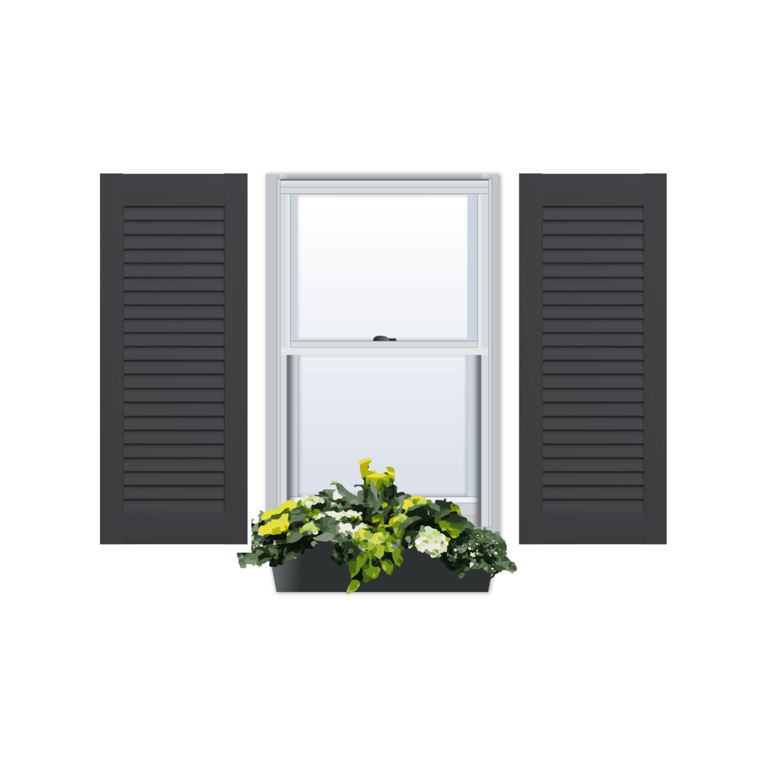 PVC | Louvered Exterior Shutters | No Mid Rail | 1 Pair
