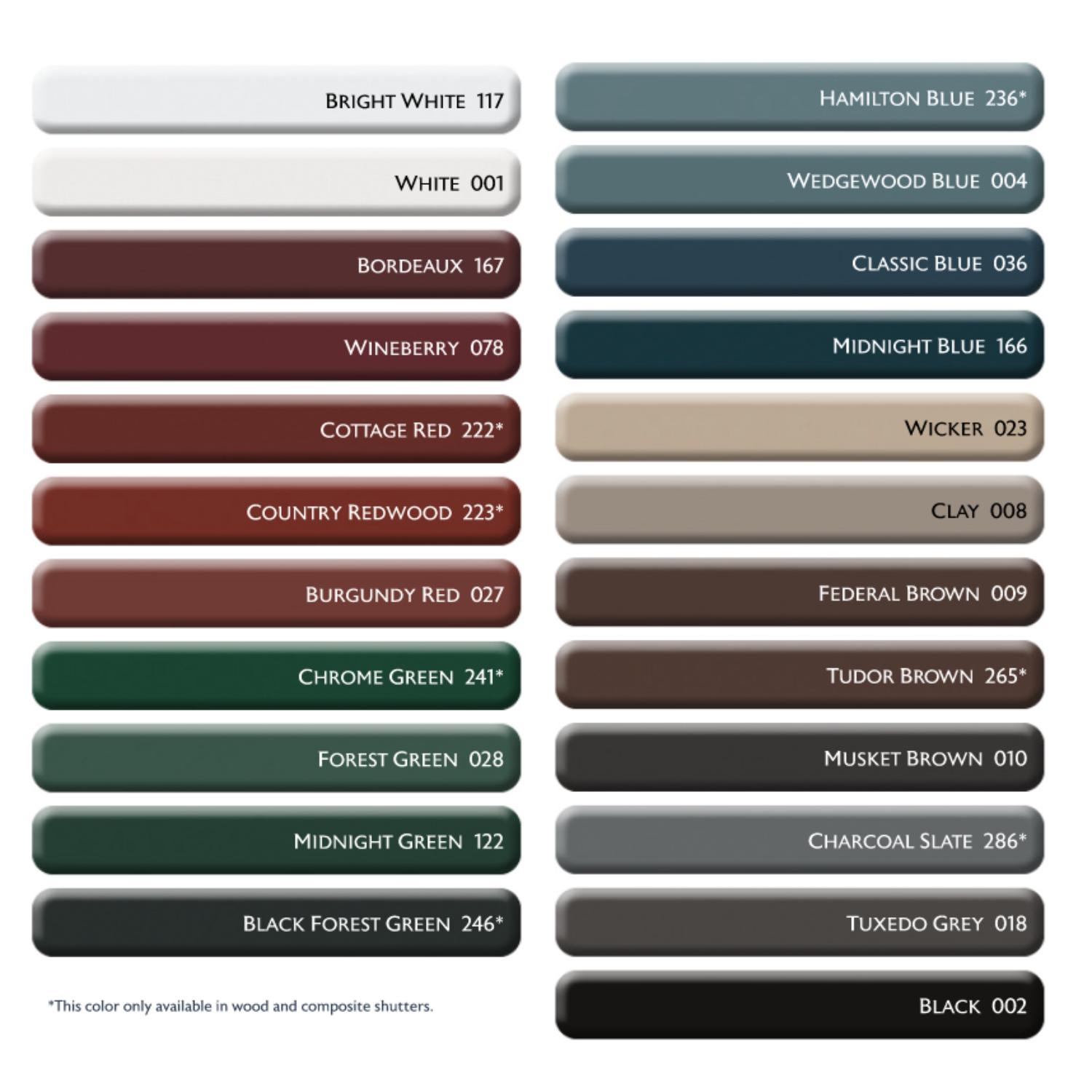 Composite | Raised Panel Exterior Shutters | Three Equal Sections | 1 Pair