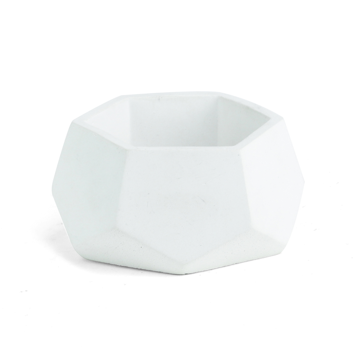 Cement 'Hexagon' Round Planter | White