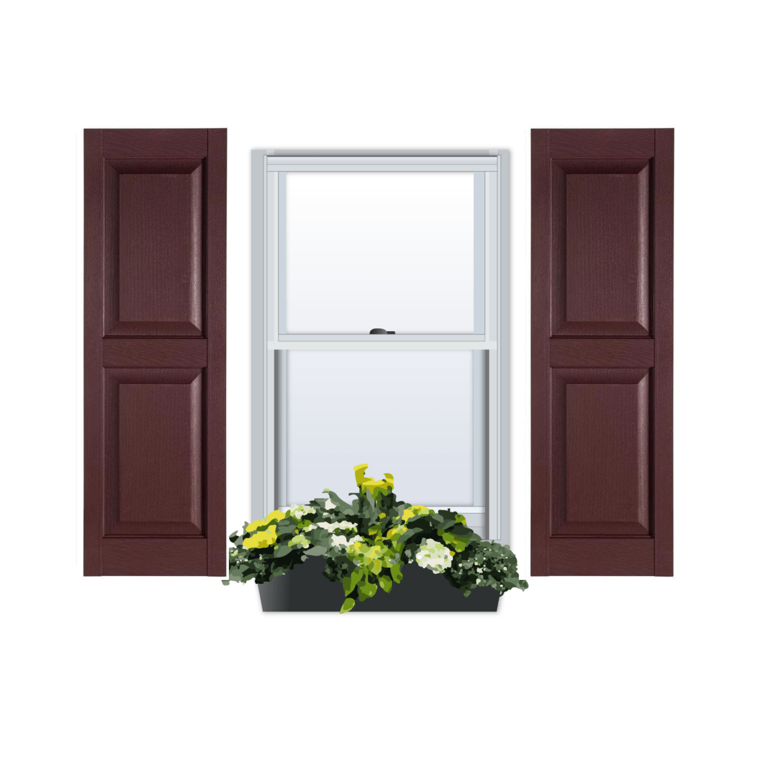 Quick Ship | Vinyl | Raised Panel Exterior Shutter | 2 Equal Sections | 1 Pair