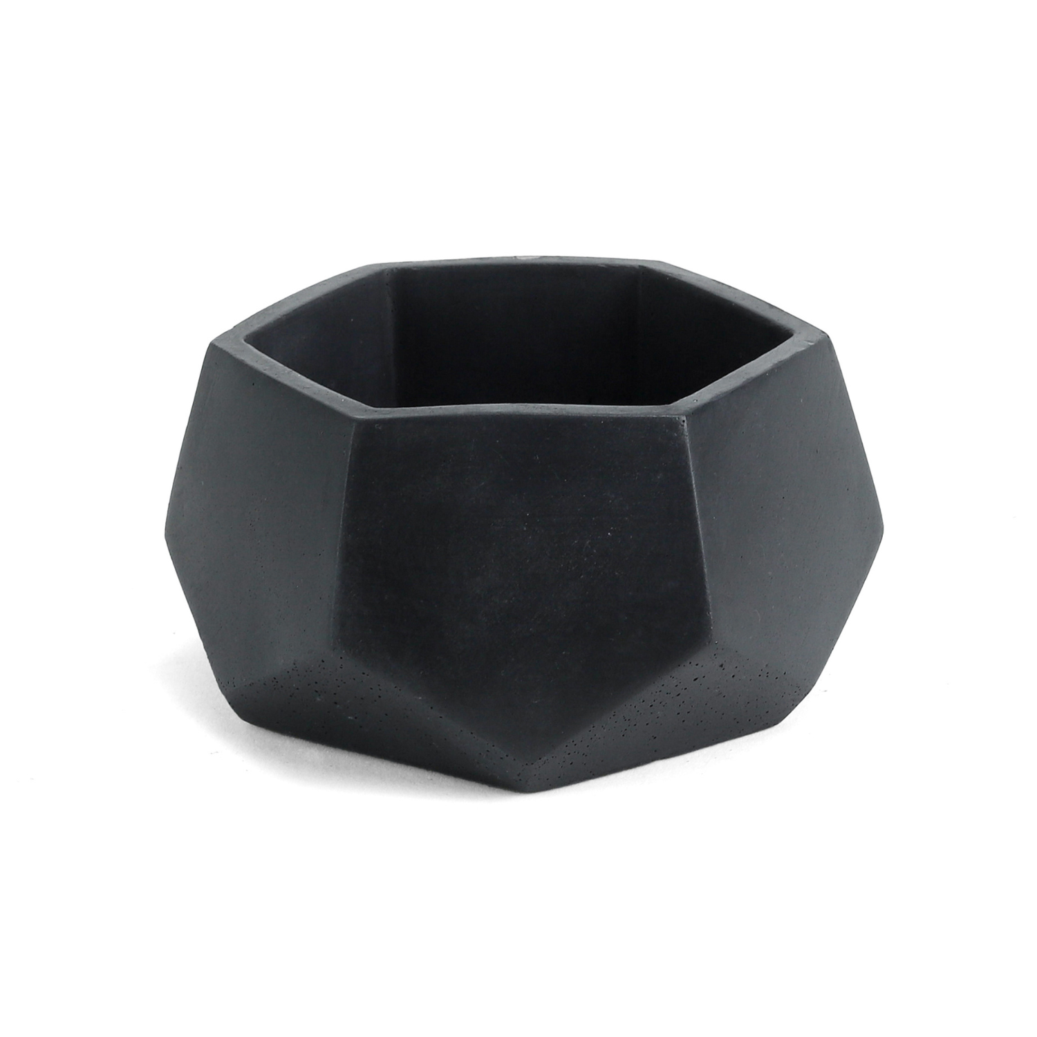 Cement 'Hexagon' Round Planter | Black