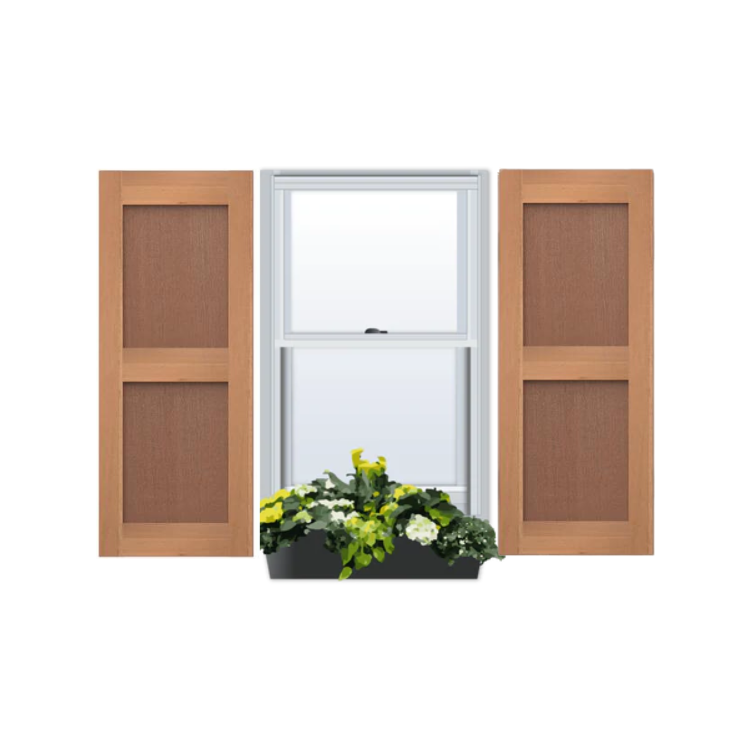 Cedar | Flat Panel Shaker Style with Composite Panel Exterior Shutters | Two Equal Sections | 1 Pair