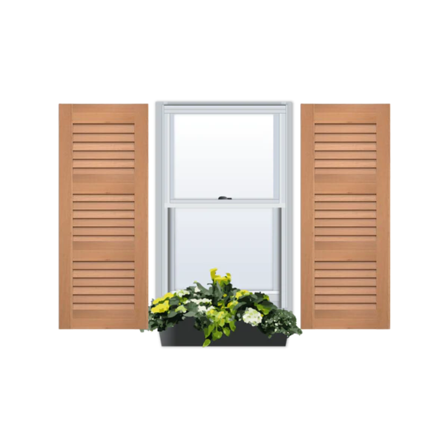 Cedar | Louvered Exterior Shutters | Three Equal Sections | 1 Pair