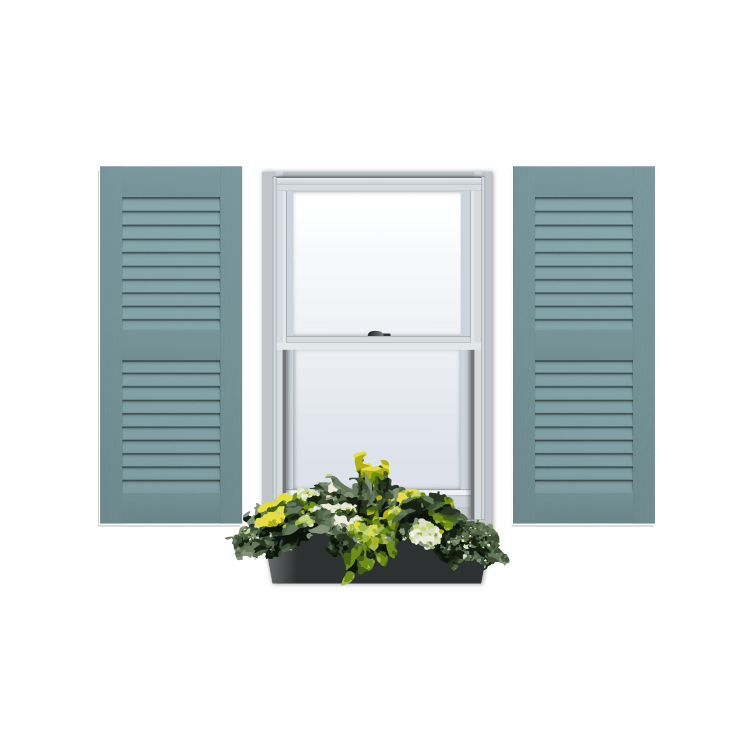 Composite | Louvered Exterior Shutters | Two Equal Sections | 1 Pair