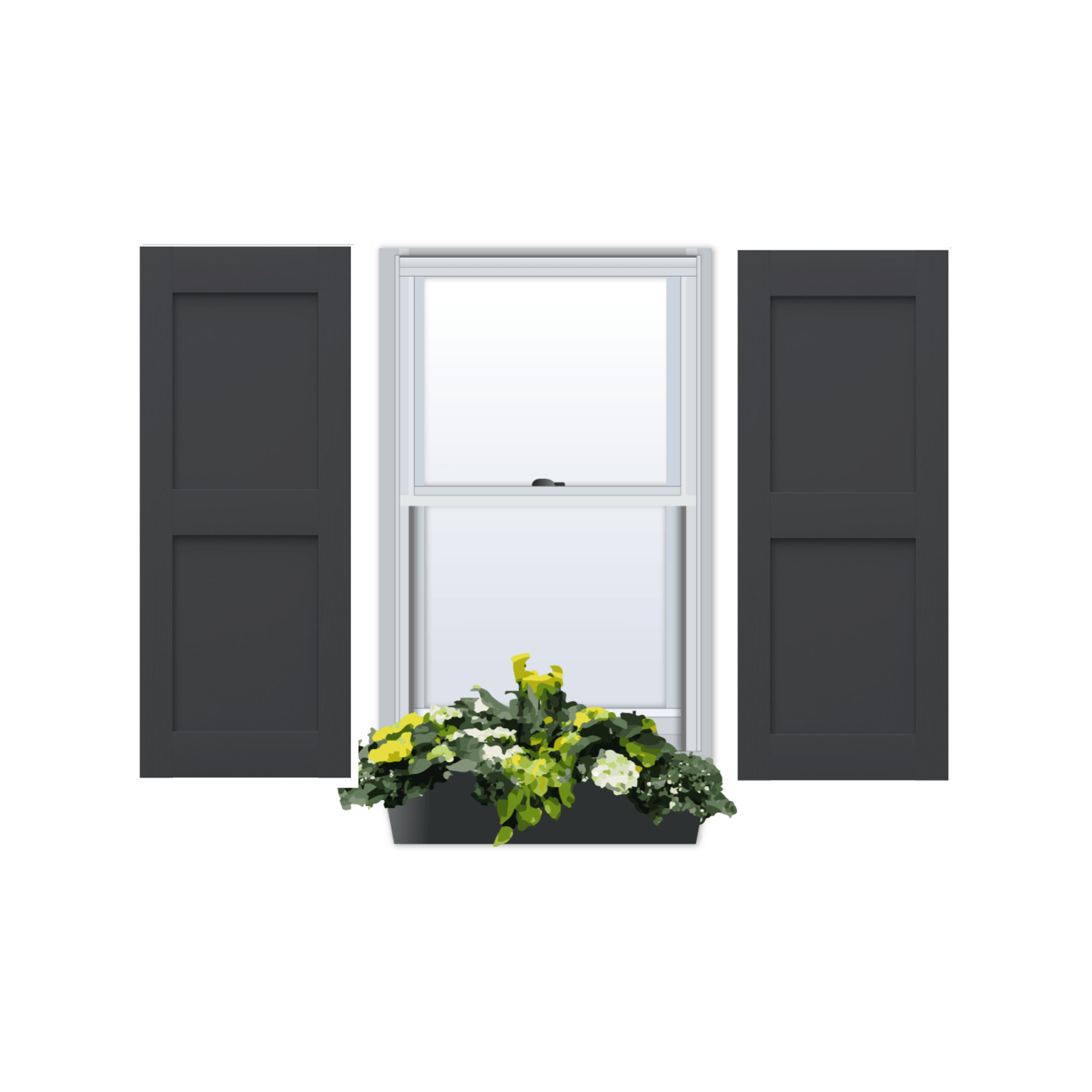 PVC | Flat Panel Shaker Style Panel Exterior Shutters | Two Equal Sections | 1 Pair