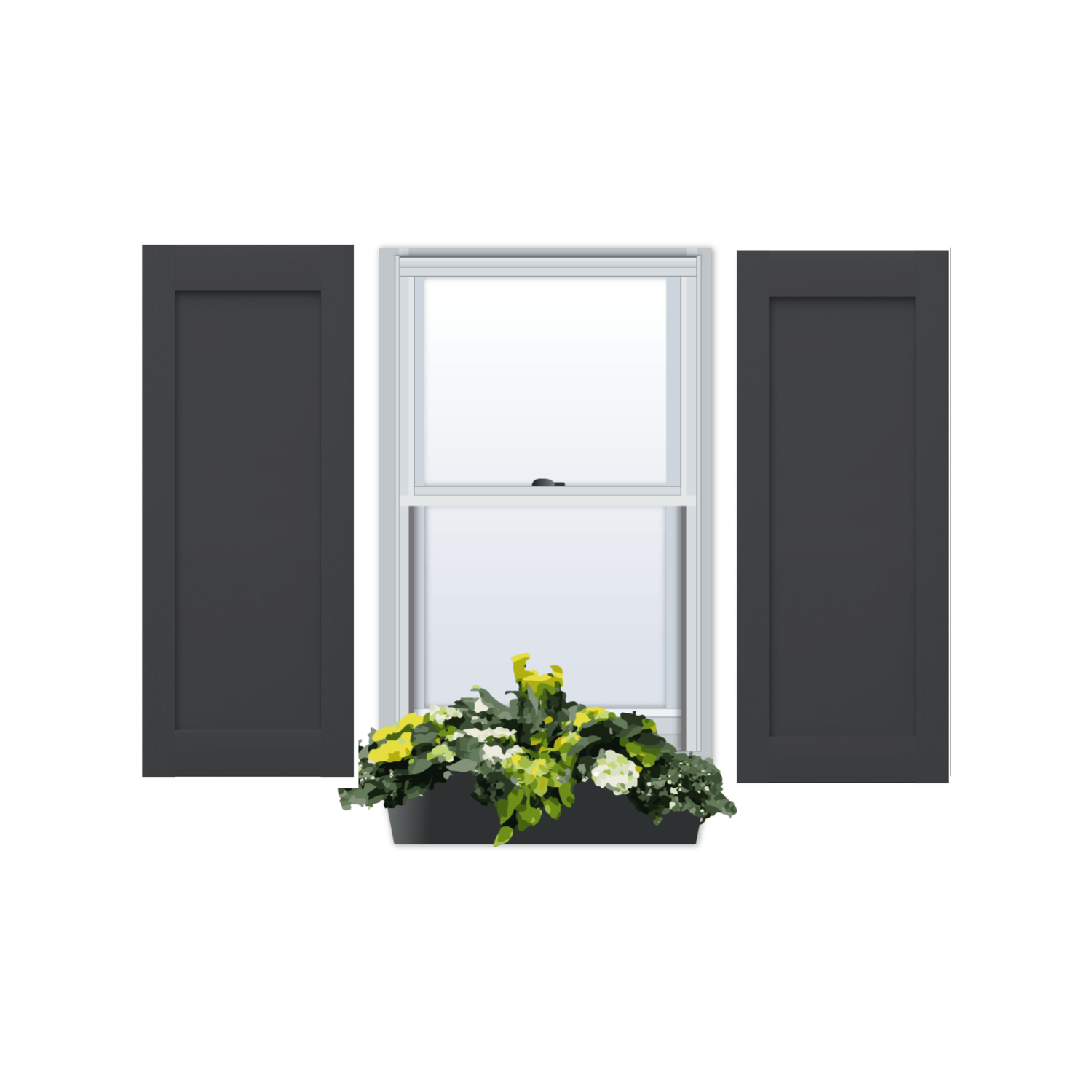 Composite | Flat Panel Shaker Style Panel Exterior Shutters | No Mid Rail | 1 Pair