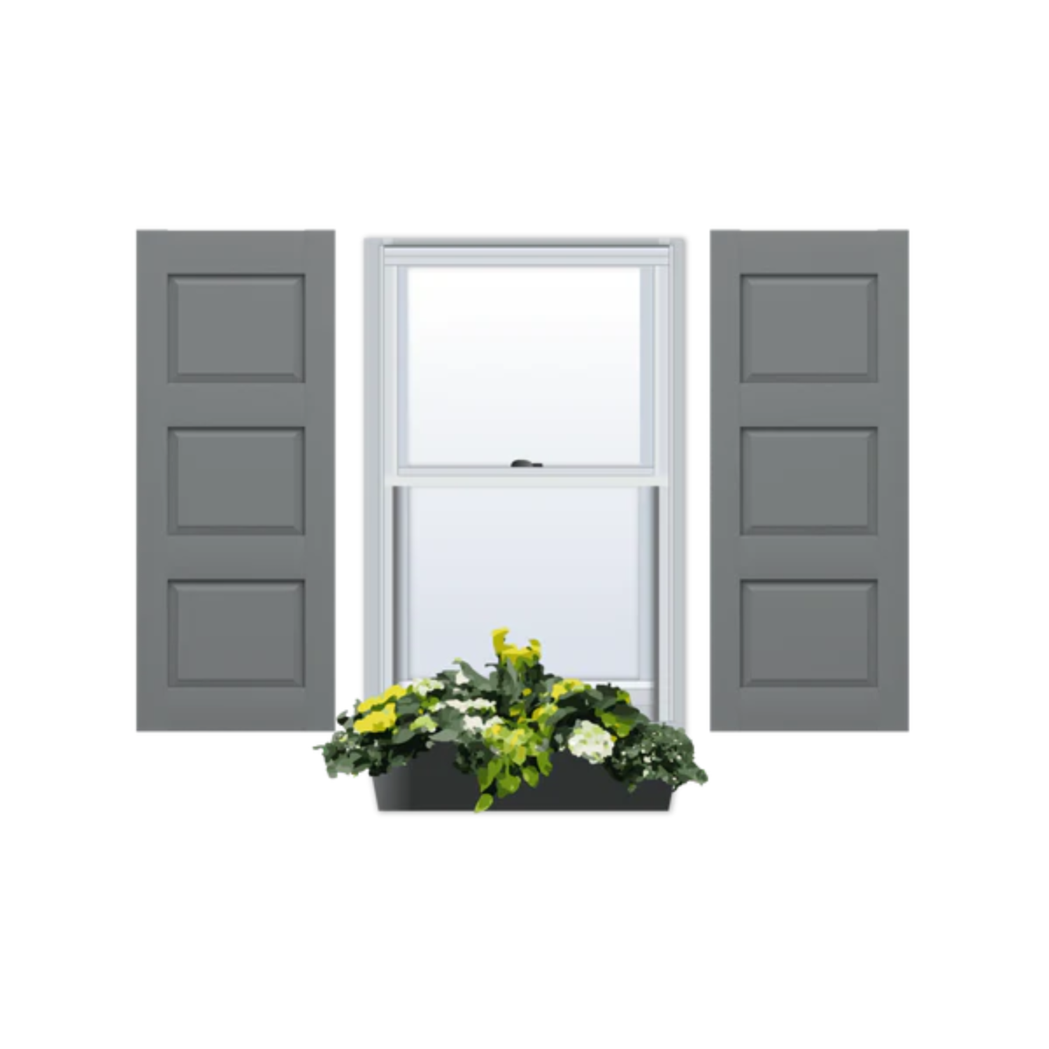 PVC | Raised Panel Exterior Shutters | Three Equal Sections | 1 Pair
