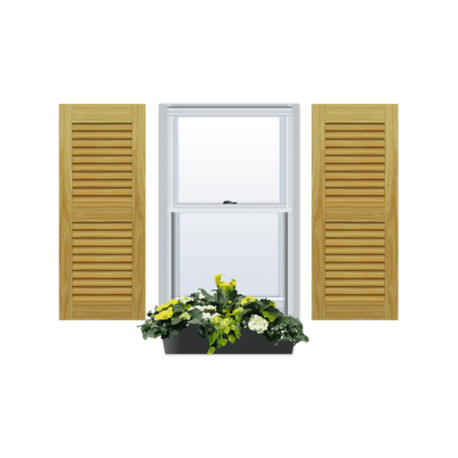 Pine | Louvered Exterior Shutters | Two Equal Sections | 1 Pair