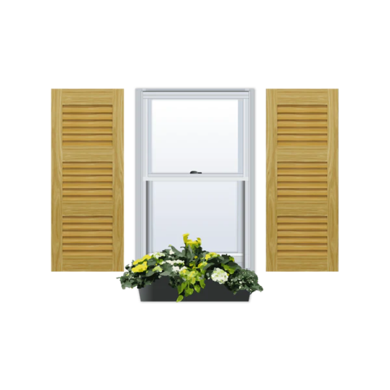 Pine | Louvered Exterior Shutters | Three Equal Sections | 1 Pair