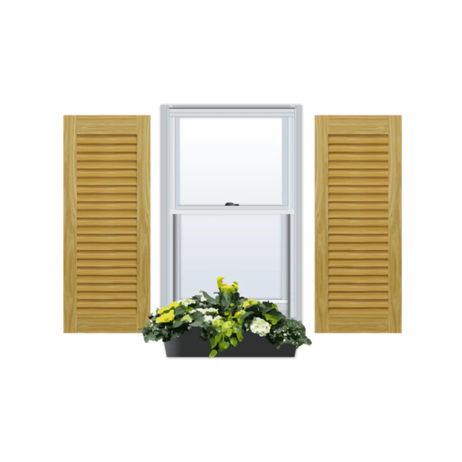 Pine | Louvered Exterior Shutters | No Mid Rail | 1 Pair