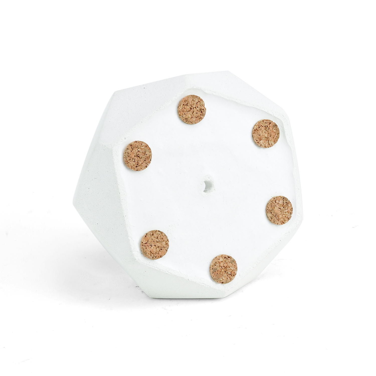 Cement 'Hexagon' Round Planter | White
